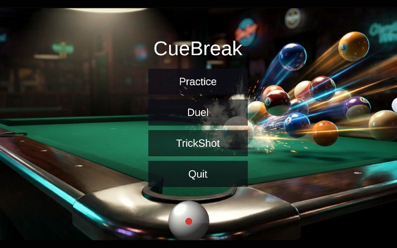 The CueBreak menu screen in ROR